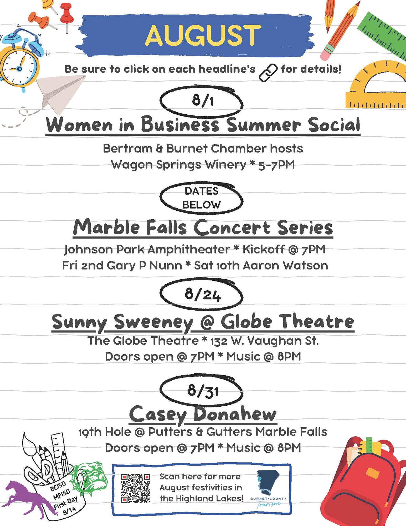 Clickable link to August events pdf flyer